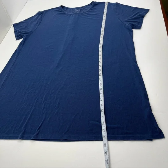Cozy Earth Women Bamboo Rib-Knit Boyfriend Sleep Dress Navy Blue XL‎ *TINY FLAW